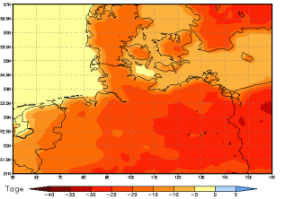 Gebietsmittel dieses Klimalaufs: -25 Tage