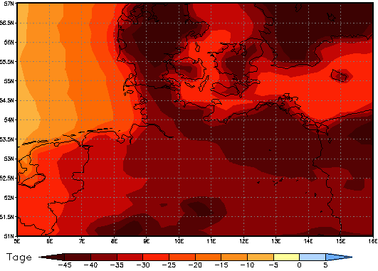 Gebietsmittel dieses Klimalaufs: -42 Tage
