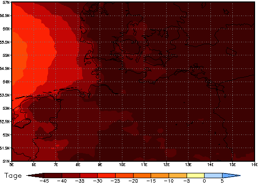 Gebietsmittel dieses Klimalaufs: -47 Tage
