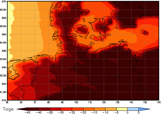 Gebietsmittel dieses Klimalaufs: -46 Tage