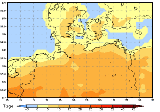 Gebietsmittel dieses Klimalaufs: +5 Tage