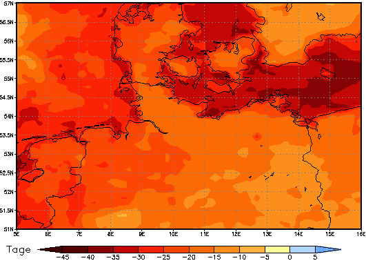 Gebietsmittel dieses Klimalaufs: -23 Tage