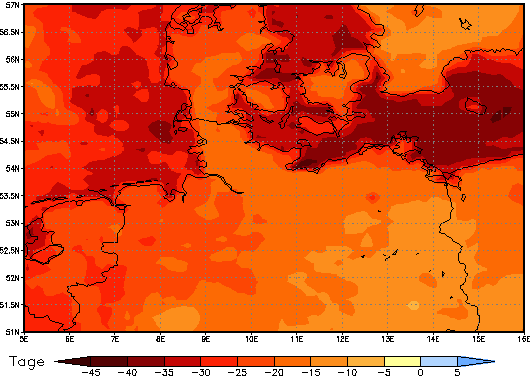 Gebietsmittel dieses Klimalaufs: -21 Tage