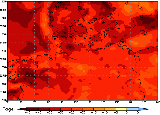 Gebietsmittel dieses Klimalaufs: -25 Tage