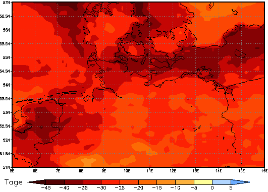 Gebietsmittel dieses Klimalaufs: -25 Tage