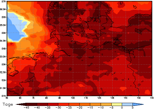 Gebietsmittel dieses Klimalaufs: -38 Tage
