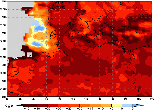 Gebietsmittel dieses Klimalaufs: -35 Tage