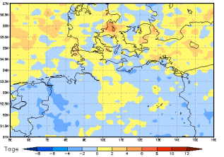 Gebietsmittel dieses Klimalaufs: -1 Tage