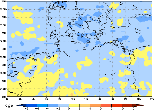 Gebietsmittel dieses Klimalaufs: -1 Tage