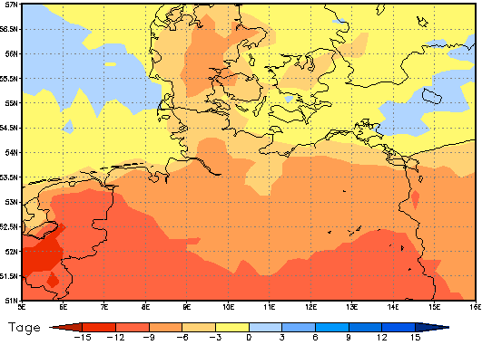 Gebietsmittel dieses Klimalaufs: -6 Tage