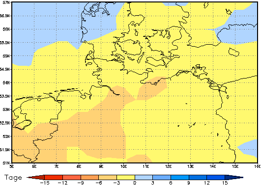 Gebietsmittel dieses Klimalaufs: -3 Tage