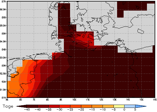 Gebietsmittel dieses Klimalaufs: -55 Tage