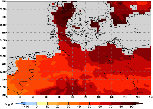Gebietsmittel dieses Klimalaufs: +55 Tage