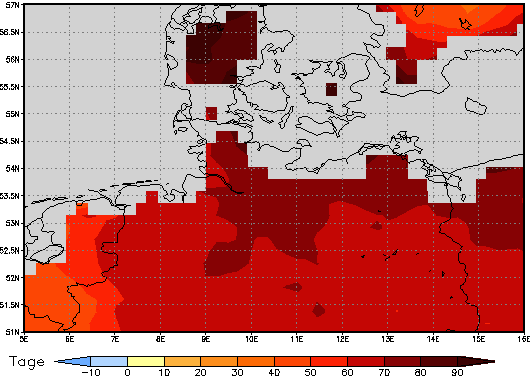 Gebietsmittel dieses Klimalaufs: +69 Tage