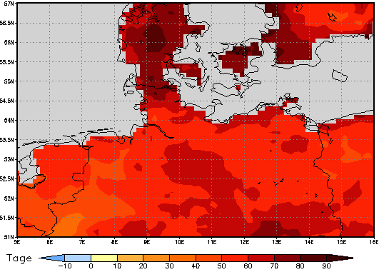 Gebietsmittel dieses Klimalaufs: +54 Tage