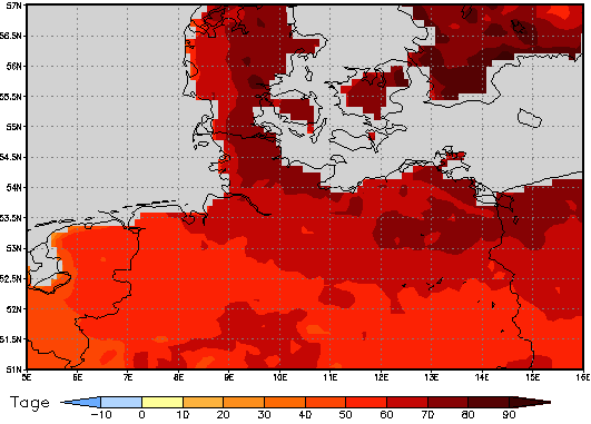 Gebietsmittel dieses Klimalaufs: +67 Tage